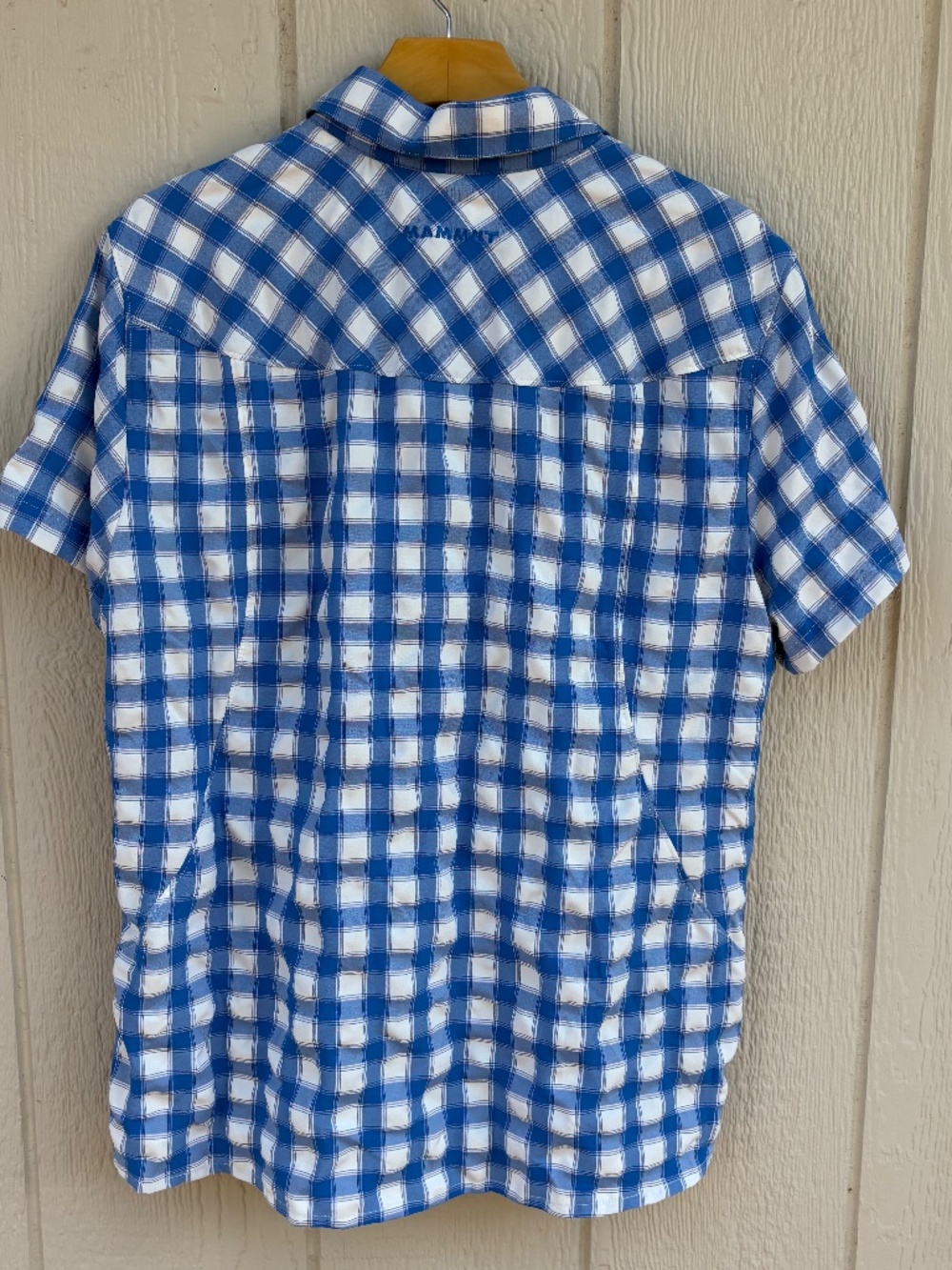 Mammut Alessandria Button Up Shirt Women's XL Blue White Plaid Outdoor Summer - Picture 8 of 10
